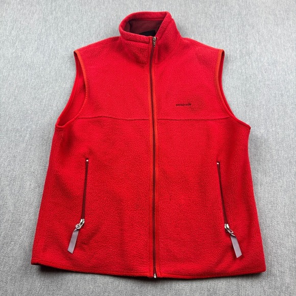 Vintage Patagonia Synchilla Vest Men Large Red Full Zip Fleece Sleeveless Canada - Picture 1 of 12